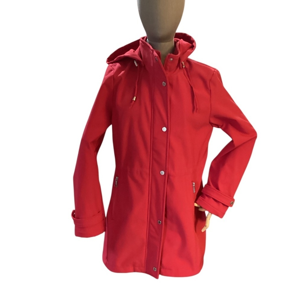 Nautica Fleece Lined Coat with Hood Red, Like new, see description for size - Picture 2 of 14